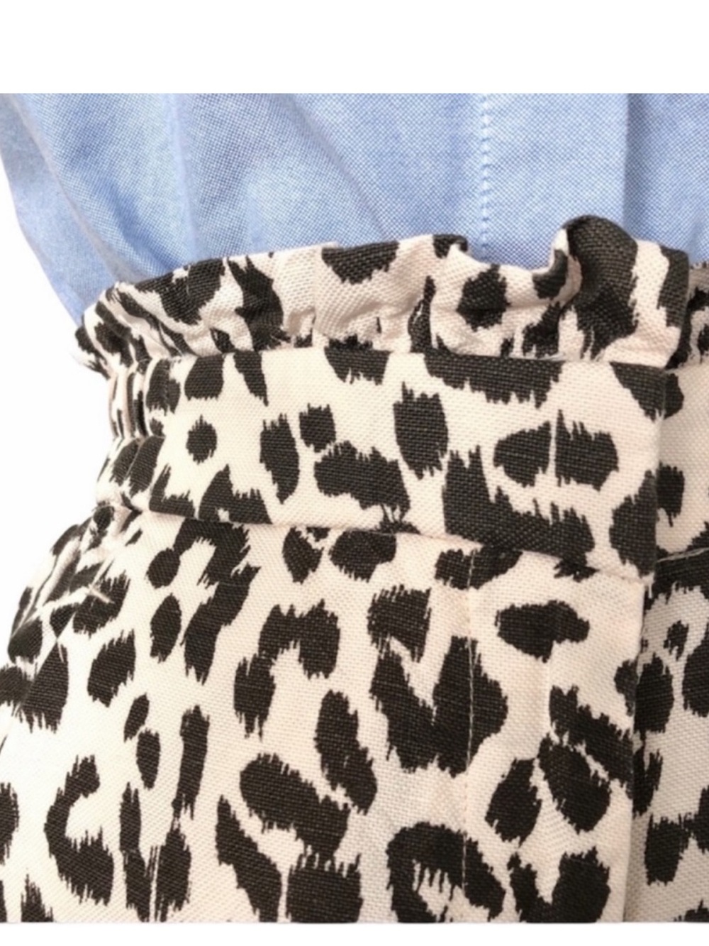 J. Crew Linen Paper Bag stretch waist leopard print trousers size 6 career - Picture 3 of 8